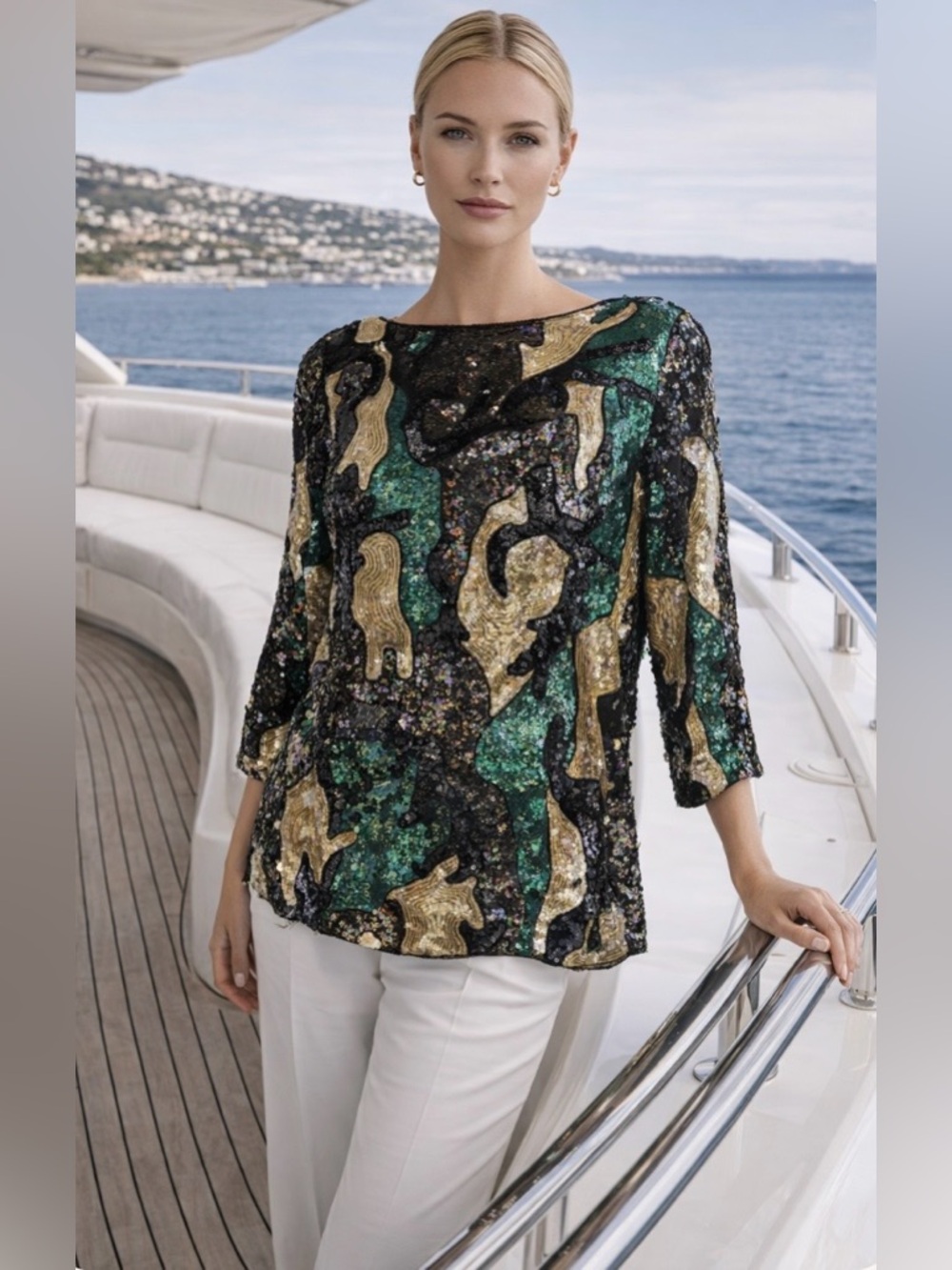 NWT Vintage 1985 Designer Jeanette Kastenberg for St Martin Sequin Blouse Large